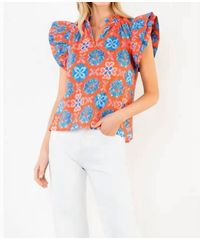 Thml - Floral Print Ruffle Sleeve Blouse - Lyst