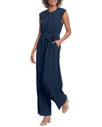 London Times - Peep Hole Wide Leg Jumpsuit - Lyst