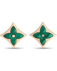 Louis Vuitton Color Blossom 18k Rose Malachite Star Stud Earrings - Metallic