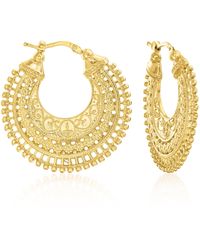 Ross-Simons - Italian 18kt Gold Over Sterling Embellished Hoop Earrings - Lyst