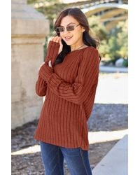 TRUEDAMES - Basic Bae Full Size Ribbed Round Neck Long Sleeve Knit Top - Lyst