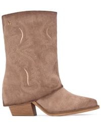 Xti - Suede Foldover Booties By - Lyst