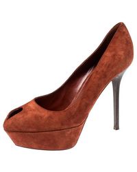 Sergio Rossi - Dark Suede Cachet Platform Pumps - Lyst