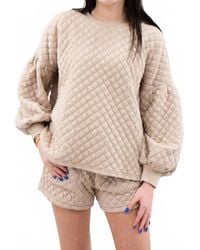 She + Sky - Puff Sleeve Quilted Pullover Top - Lyst
