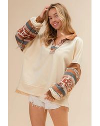 TRUEDAMES - French Terry Knit And Aztec Print Mixed Top - Lyst