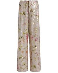 Alberta Ferretti - Printed Sequins Wide Leg Trousers - Lyst