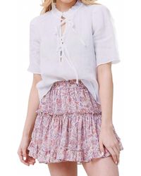FRAME - Tie Neck Ruffle Popover Blouse - Lyst