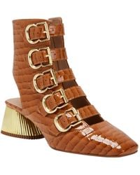 Katy Perry - The Clarra Buckle Bootie Snakeskin Square Toe Booties - Lyst