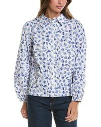 Cece - Collared Pintuck Ruffle Button Down Top - Lyst