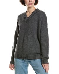 FRAME - Chunky V-Neck Wool & Cashmere-Blend Sweater - Lyst