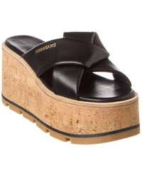 Ferragamo - Engracia Leather Wedge Sandal - Lyst