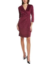 Anne Klein Suede Wrap Dress - Red