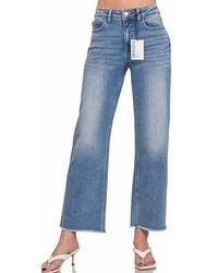 Zenana - Medium Wash Straight Leg Jeans - Lyst