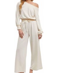 Bluivy - Wide Neck Off The Shoulder Knit Jumpsuit - Lyst