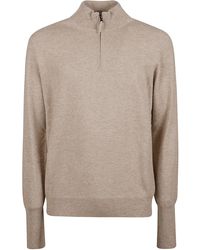Ballantyne - Half-Zip High-Collar Ribbed Cashmere Sweater - Lyst