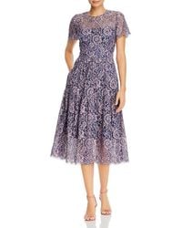 Eliza J - Lace Overlay Short Sleeve Fit & Flare Dress - Lyst