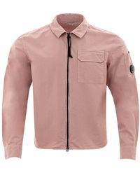 C.P. Company - Dusty Pink Zip Overshirt - Lyst