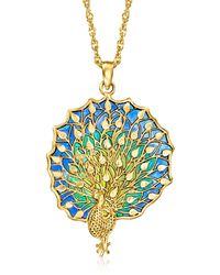 Ross-Simons - Italian Multicolored Enamel Peacock Pendant Necklace - Lyst