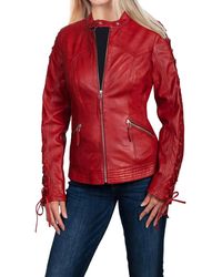 Scully - Lamb Leather Laced Sleeve Jacket - Lyst