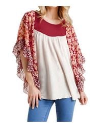 Umgee - Floral Metallic Butterfly Sleeve Top - Lyst
