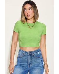 TRUEDAMES - Basic Bae Full Size Ribbed Round Neck Short Sleeve T-Shirt - Lyst