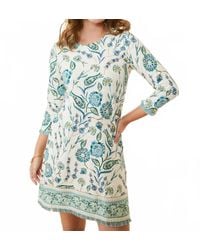 spartina 449 - Hamilton Jacobean Island Fringe Mini Dress - Lyst