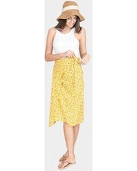 TRUEDAMES - Flower Patterned Beach Cover Up Midi Wrap Skirt 43" X 29" - Lyst