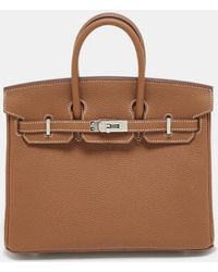 Hermès - Gold Togo Leather Palladium Finish Birkin 25 Bag - Lyst