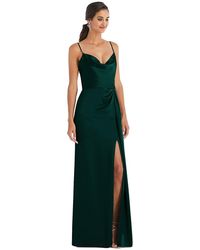 Dessy Collection - Cowl-neck Draped Wrap Maxi Dress With Front Slit - Lyst