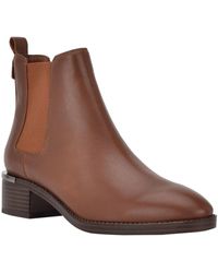 Calvin Klein - Demmie Leather Block Heel Ankle Boots - Lyst