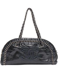 Chanel - Ligne Bowler Patent Leather Cc Woven Chain Satchel Bag - Lyst