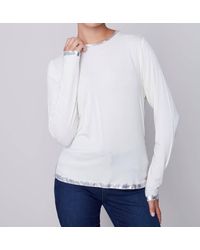 Charlie b - Foil Print Detail Long Sleeve Top - Lyst