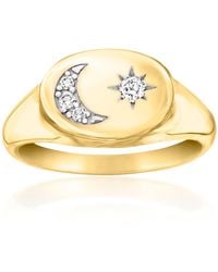 Ross-Simons - Lab-Grown Diamond Moon And Star Signet Ring - Lyst