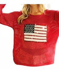 Bibi - Sequin American Flag Patch Open Knit Cover Up - Lyst