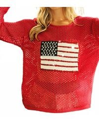 Bibi - Sequin American Flag Patch Open Knit Cover Up - Lyst