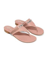 Brighton - Noelle Embellished Leather Flat Thong Slip On Sandal - Lyst