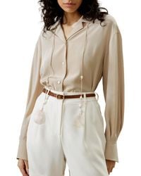 LILYSILK - Tie-Detailed Silk Blouse For - Lyst