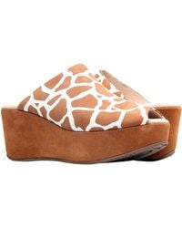 Chocolat Blu - Yiona Peep Toe Wedge Giraffe Suede Sandal - Lyst