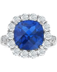 Pompeii3 - 6 1/2 Ct Diamond Halo Created Sapphire Ring - Lyst