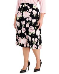 Kasper - Plus Floral Print Midi Midi Skirt - Lyst