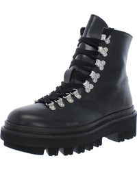 AllSaints - Wanda Leather Embossed Combat & Lace-up Boots - Lyst