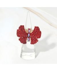 Fashnzfab - Rhinestone Pave Butterfly Accent Stretch Ring - Lyst