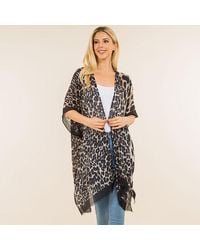 TRUEDAMES - Lightweight Bold Abstract Print Kimono Poncho - Lyst