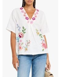 Johnny Was - Maureen Linen V-Neck Blouse - Lyst