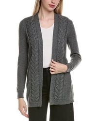 Sofiacashmere - Braided Cable Wool & Cashmere-Blend Cardigan - Lyst
