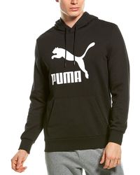 PUMA Cotton Classics T7 Logo Hoodie Fl in Yellow for Men | Lyst