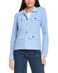 St. John - Stretch Pique Knit Collar Jacket - Lyst