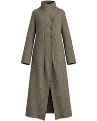 Transit - Light Textured Longline Stand Collar Coat - Lyst