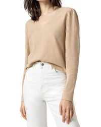 Lilla P - Puff Sleeve Waffle V-Neck Top - Lyst