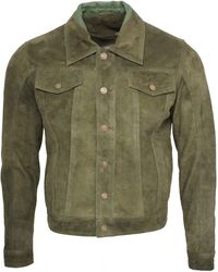 Infinity Leather - Trucker Classic Suede Leather Shirt Jeans Jacket - Lyst